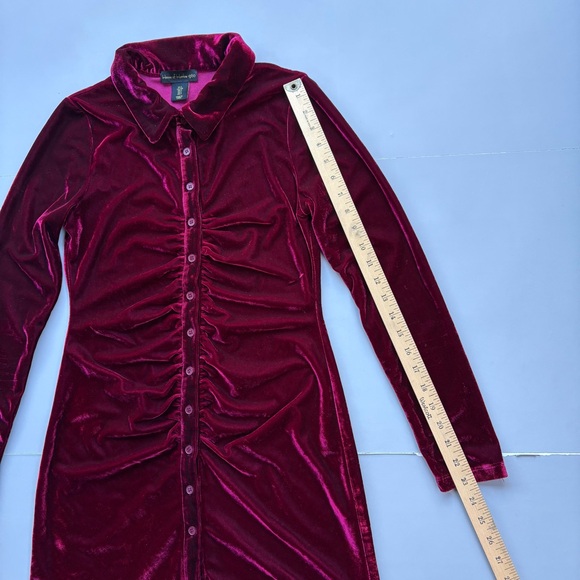 HOUSE OF HARLOW 1960 RED VELVET RUCHED FRONT DRESS DARK ROMANTIC WIMSIGOTH - Picture 12 of 14